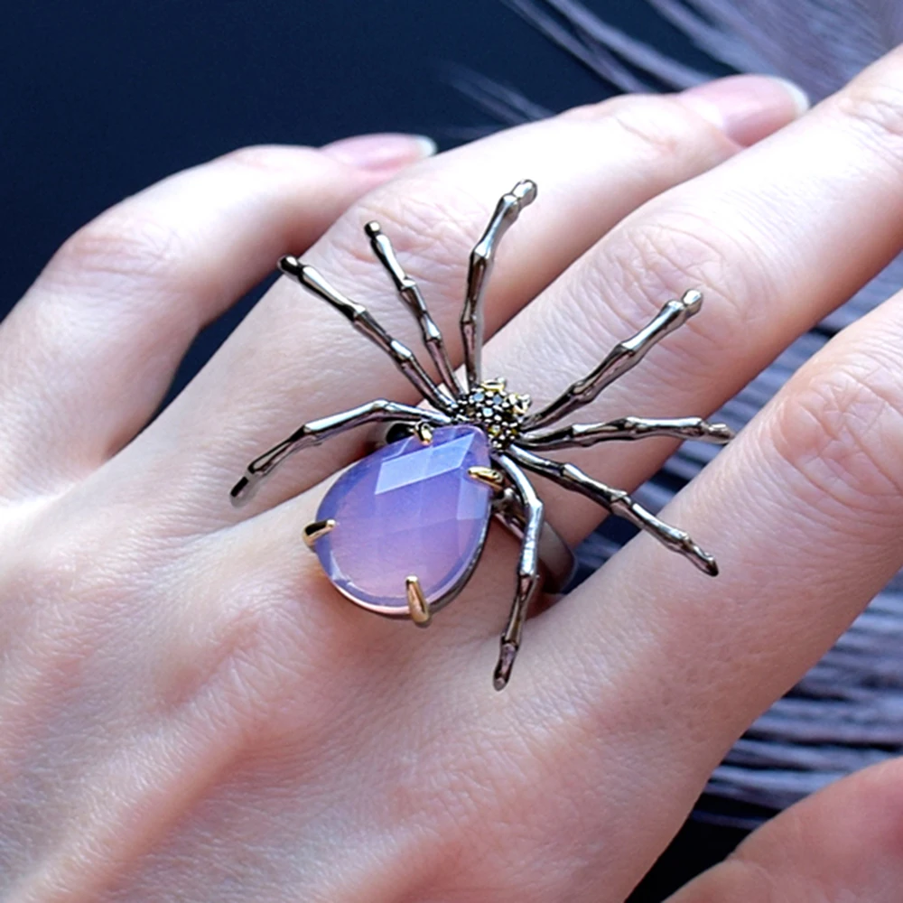 Big Spider Ring Pink Teardrop stones Brass Crystal Jewellery Black 2 Tone Plating Cool Animal Rings for women
Big Spider Ring Pink Teardrop stones Brass Crystal Jewellery Black 2 Tone Plating Cool Animal Rings for women