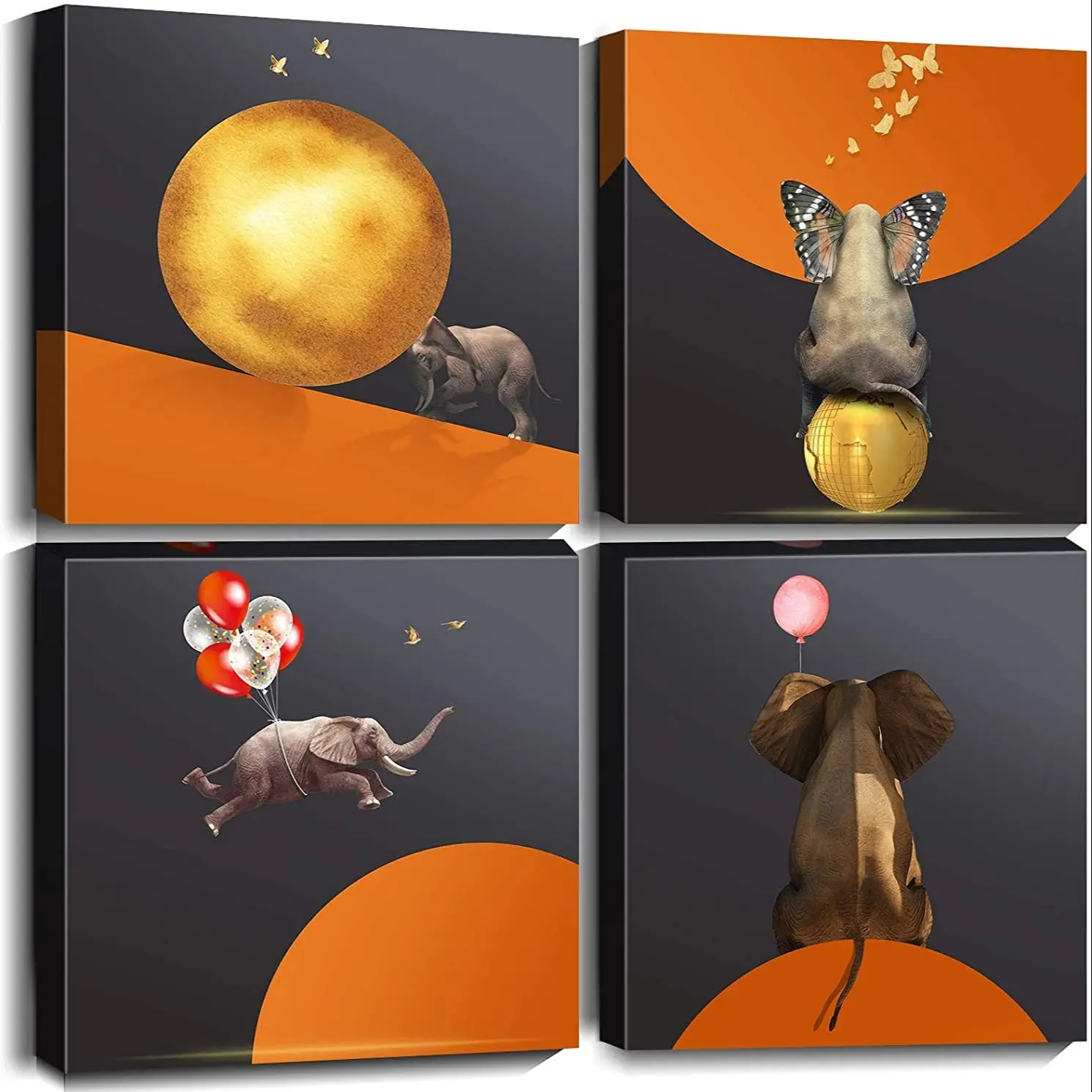4 Pieces Elephant Colorful Ballon Abstract Animal Posters Canvas Wall Art Picture Home Decor Paintings for Bedroom Decorations
4 Pieces Elephant Colorful Ballon Abstract Animal Posters Canvas Wall Art Picture Home Decor Paintings for Bedroom Decorations