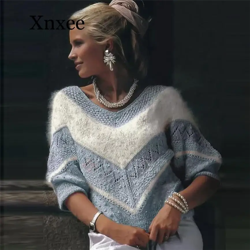 Elegant Fashion Women O-Neck Symmetrical V Pattern Warm Winter Loose Kint Pullover Top Solid Patchwork Korean Sweaters Hot
Elegant Fashion Women O-Neck Symmetrical V Pattern Warm Winter Loose Kint Pullover Top Solid Patchwork Korean Sweaters Hot