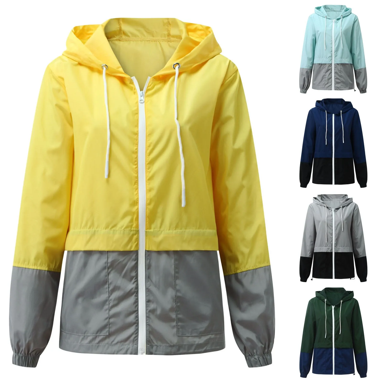 Spring Autumn Women's Jackets Coats Windbreaker Sun Protection Patchwork Color Zipper Thin Women Clothing Hooded Outwear
Spring Autumn Women's Jackets Coats Windbreaker Sun Protection Patchwork Color Zipper Thin Women Clothing Hooded Outwear