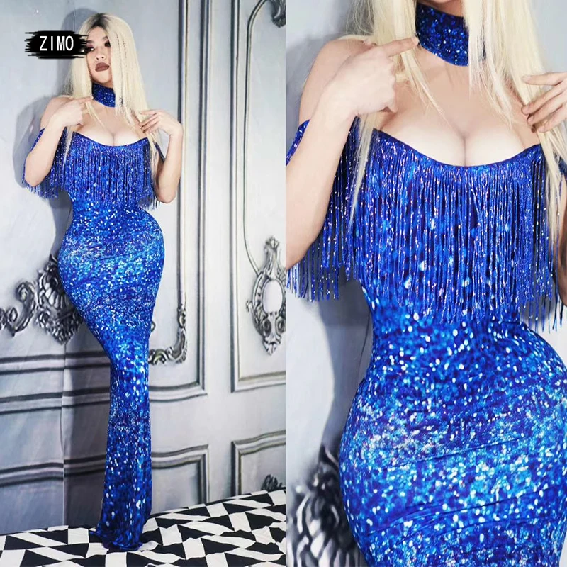 custom sexy designer blue Long Dress Women mermaid tassel Big Stretch Dance Wear Celebrate club party Evening Birthday costumes
custom sexy designer blue Long Dress Women mermaid tassel Big Stretch Dance Wear Celebrate club party Evening Birthday costumes