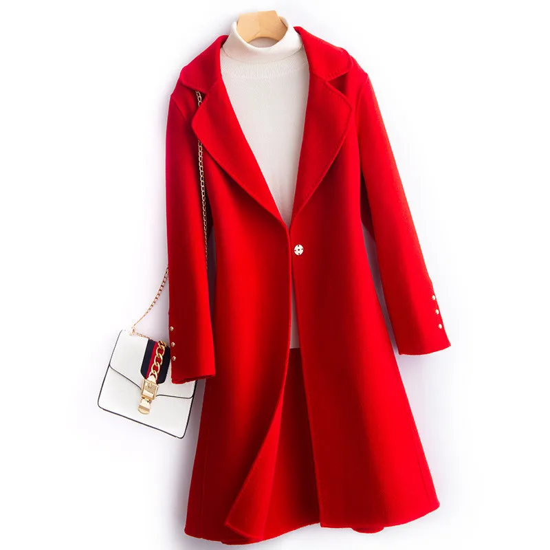 Spring Autumn Fashion Slim Mid Length Double Sided Wool Jacket Women Casual Outerwear Solid Color Long Sleeve Wool Coat Female
Spring Autumn Fashion Slim Mid Length Double Sided Wool Jacket Women Casual Outerwear Solid Color Long Sleeve Wool Coat Female