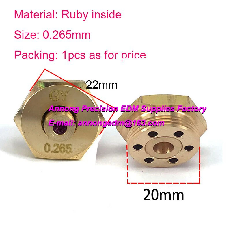 Ø0.265mm Diamond Ruby Guide Nozzle for Molybdenum Wire 0.25mm for Medium Speed Wedm Wire Cut Machine, High Quality Wedm Parts
Ø0.265mm Diamond Ruby Guide Nozzle for Molybdenum Wire 0.25mm for Medium Speed Wedm Wire Cut Machine, High Quality Wedm Parts
