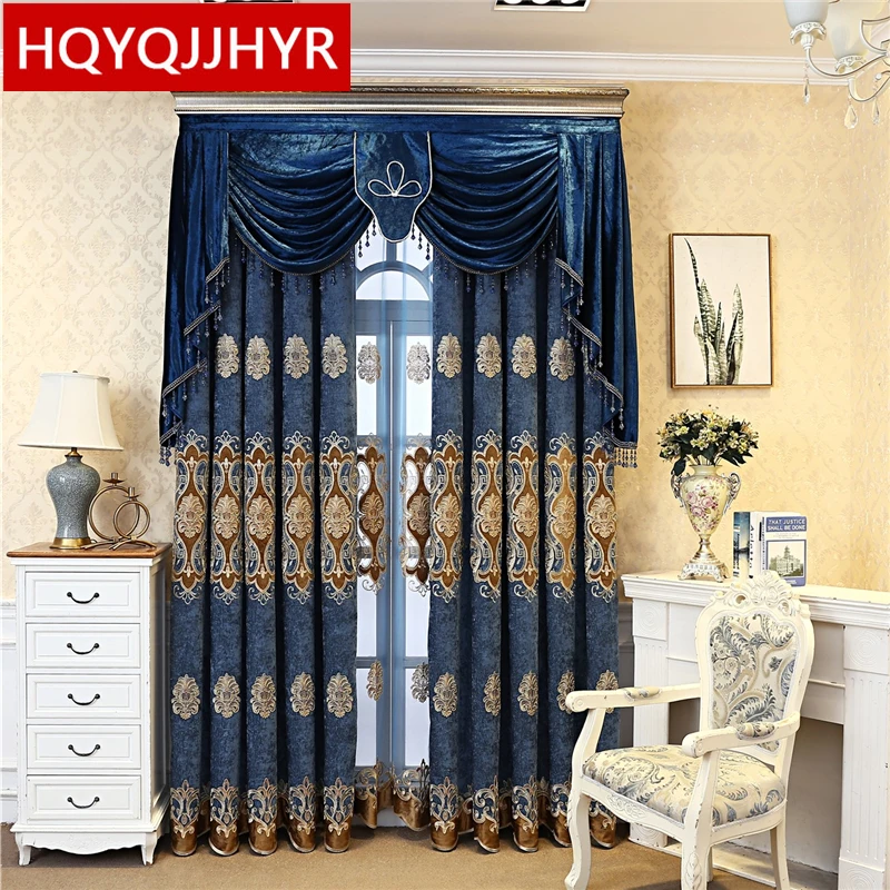 American Luxury Blue Chenille Embroidered Villa Decorative Curtains For Living Room High Quality Voile Curtains For Bedroom
American Luxury Blue Chenille Embroidered Villa Decorative Curtains For Living Room High Quality Voile Curtains For Bedroom