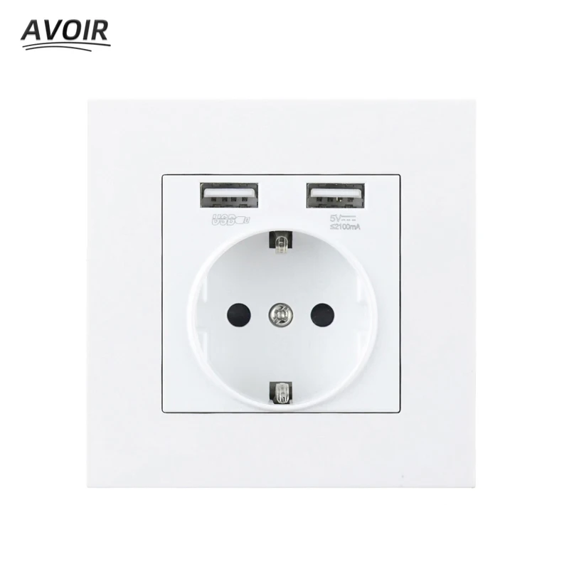 Avoir Usb Wall Electrical Socket White Black Gray Plastic Glass Panel Standard EU Outlet With Double USB For Home 16A 110V-250V
Avoir Usb Wall Electrical Socket White Black Gray Plastic Glass Panel Standard EU Outlet With Double USB For Home 16A 110V-250V