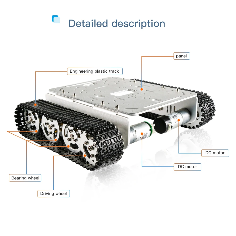 DOIT popular t200wifi / Bluetooth / handle remote control robot tank 9v150 with encoder motor maker DIY model
DOIT popular t200wifi / Bluetooth / handle remote control robot tank 9v150 with encoder motor maker DIY model