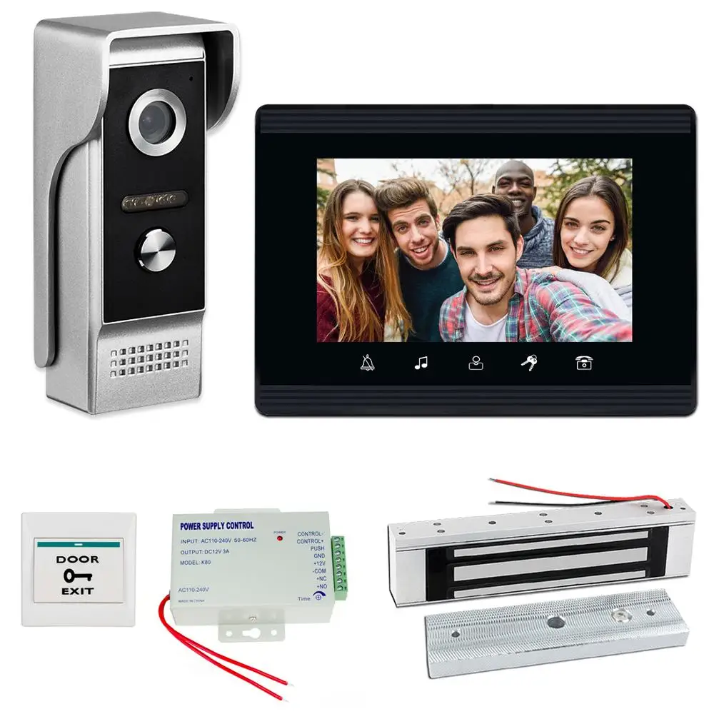 7 Inch Video Intercom System Video door phone Doorbell Kits with Electric Lock+Power Supply+Button, Front Door Release Unlock
7 Inch Video Intercom System Video door phone Doorbell Kits with Electric Lock+Power Supply+Button, Front Door Release Unlock