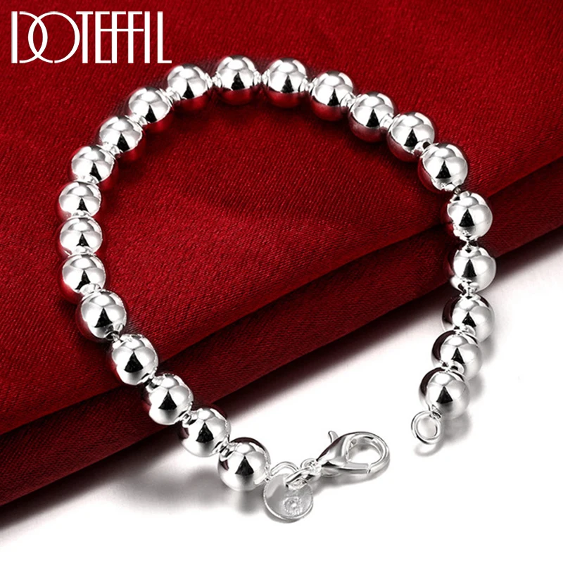 DOTEFFIL Smooth 8mm Hollow Beads Chain Bracelet 925 Sterling Silver For Woman Charm Wedding Engagement Fashion Jewelry
DOTEFFIL Smooth 8mm Hollow Beads Chain Bracelet 925 Sterling Silver For Woman Charm Wedding Engagement Fashion Jewelry