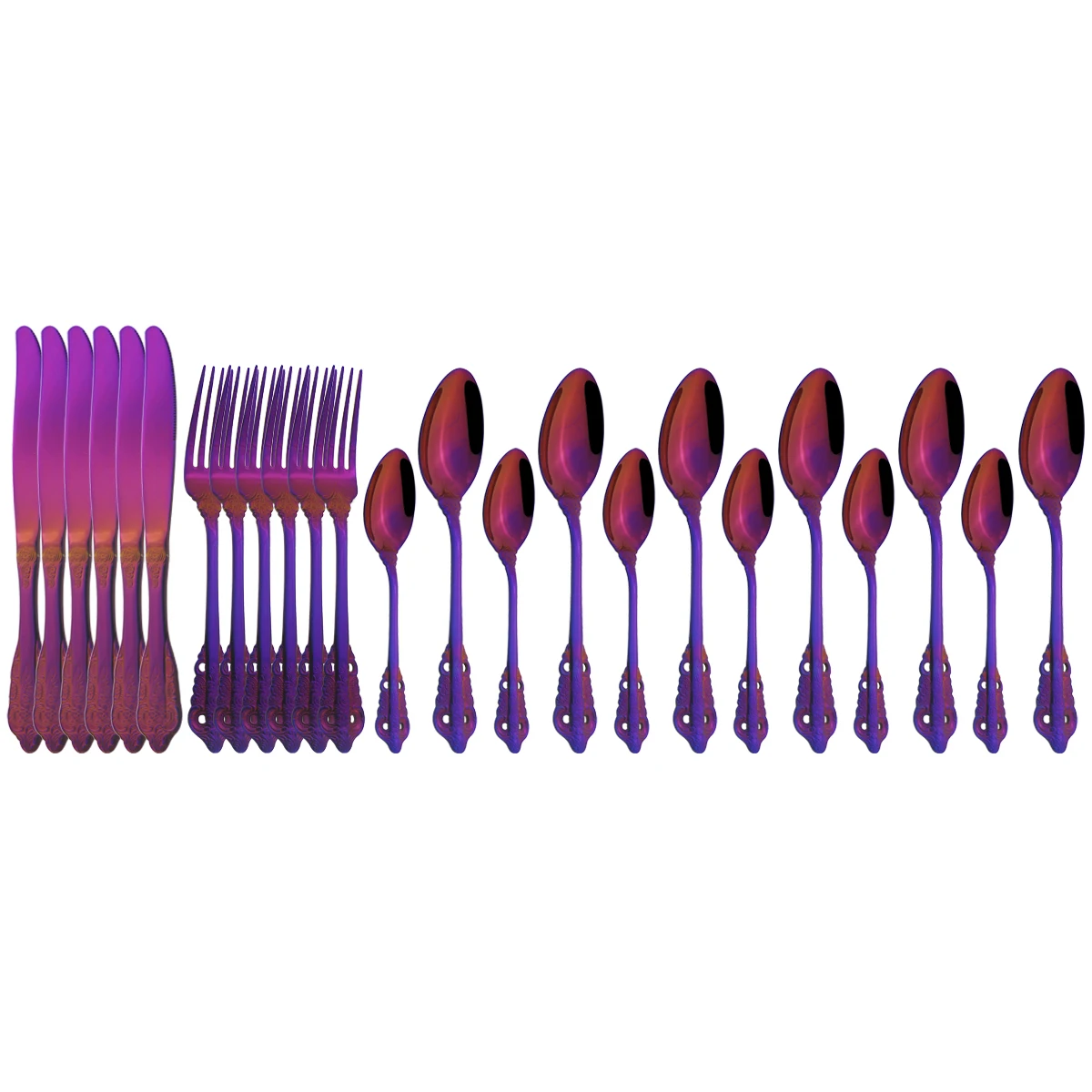 Western 24Pcs Vintage Cutlery Set Knives Fork Tea Spoon Dinnerware 18/10 Stainless Steel Dinner Silverware Kitchen Tableware Set
Western 24Pcs Vintage Cutlery Set Knives Fork Tea Spoon Dinnerware 18/10 Stainless Steel Dinner Silverware Kitchen Tableware Set