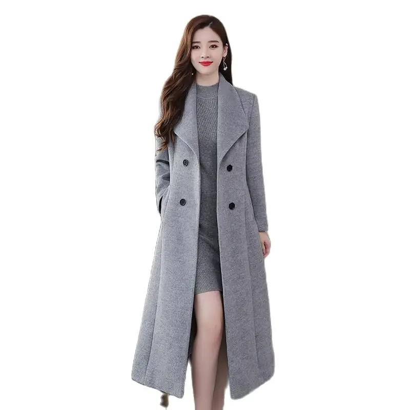 Grey Black Long Woolen Coat Women's Coats 2023 New Autumn Winter Woolen Outerwear Double Breasted Lapel Slim Waist Windbreaker
Grey Black Long Woolen Coat Women's Coats 2023 New Autumn Winter Woolen Outerwear Double Breasted Lapel Slim Waist Windbreaker
