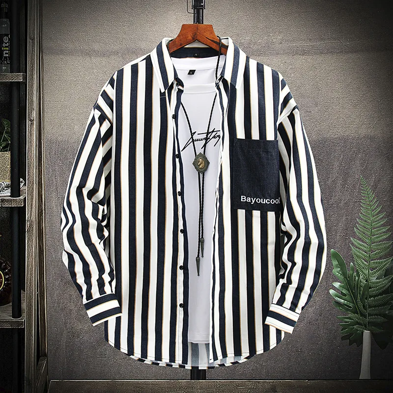 Men's Long Sleeve Trend Square Collar Hit The Color Cardigan Letters Printing Shirt New Handsome Fashion Stripe Slim Fit Casual
Men's Long Sleeve Trend Square Collar Hit The Color Cardigan Letters Printing Shirt New Handsome Fashion Stripe Slim Fit Casual