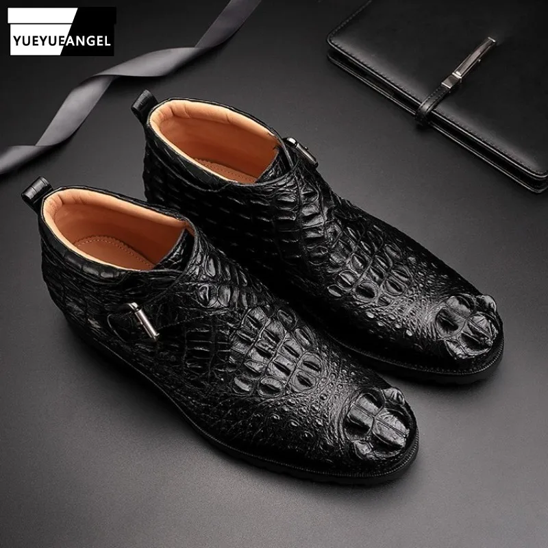 Luxury Alligator Genuine Leather Formal Business Men Ankle Boots Buckle Round Toe Thick Bottom Solid Party Wear Male Dress Shoes
Luxury Alligator Genuine Leather Formal Business Men Ankle Boots Buckle Round Toe Thick Bottom Solid Party Wear Male Dress Shoes