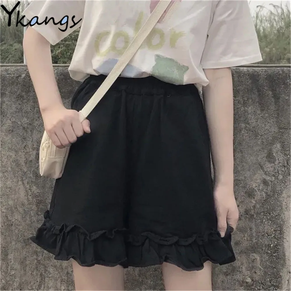 Women Summer Ruffles Solid Black High Waist Kawaii Shorts Aesthetic Ulzzang Korean Fashion Hot Pants Sports Capri Shorts Female
Women Summer Ruffles Solid Black High Waist Kawaii Shorts Aesthetic Ulzzang Korean Fashion Hot Pants Sports Capri Shorts Female