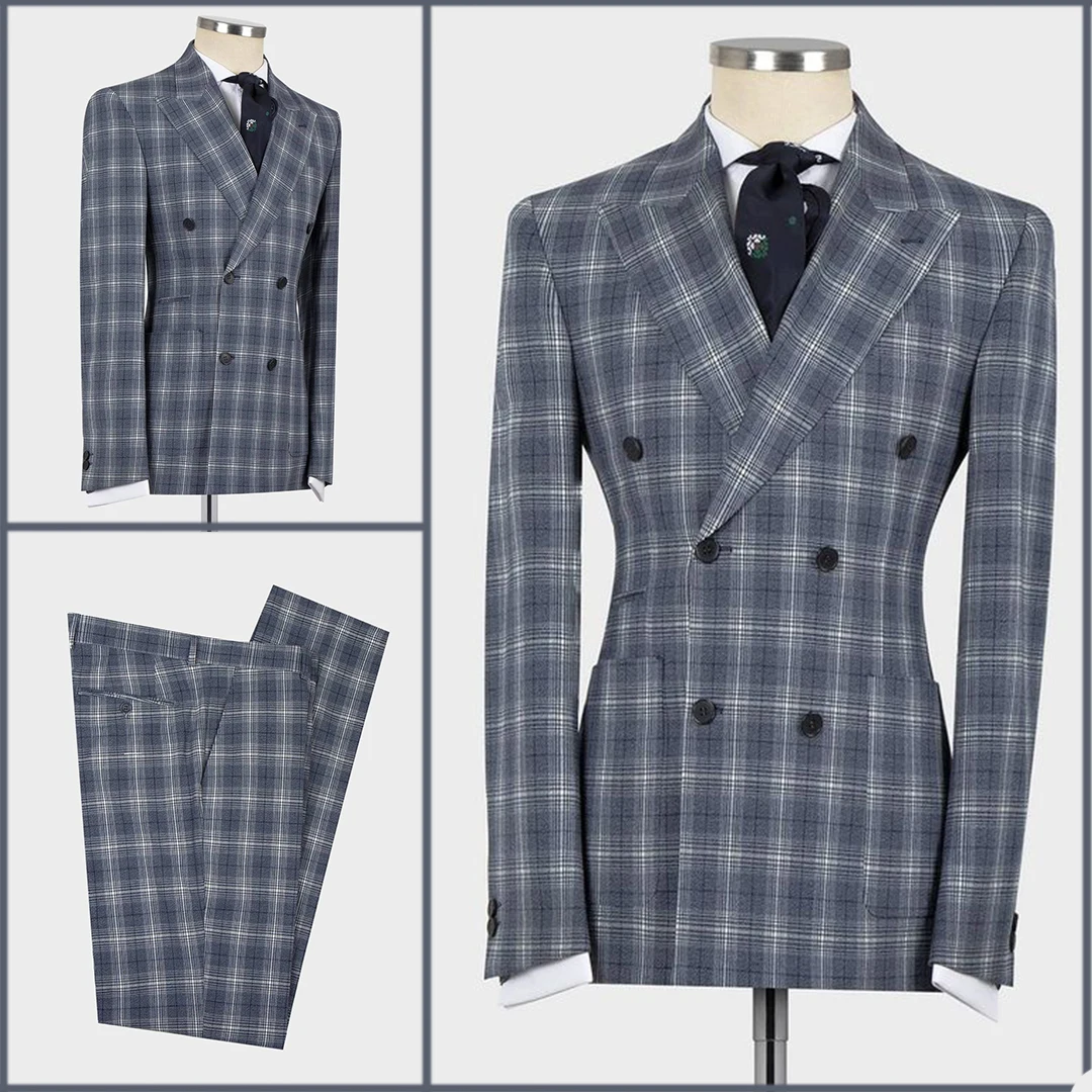 Smart Casual Check Men Tuxedos Double Breasted Peaked Laple Plaid Pants Suits Business Office Party Prom Jacket Blazer 2 Pieces
Smart Casual Check Men Tuxedos Double Breasted Peaked Laple Plaid Pants Suits Business Office Party Prom Jacket Blazer 2 Pieces