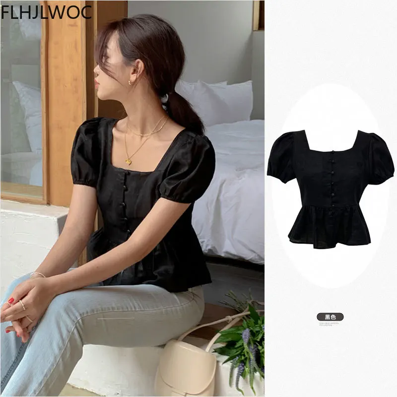 Off Shoulder Tops Blusas Button Up Shirts Korea Design Japanese Style Crop Short Summer Solid Color Women Blouses
Off Shoulder Tops Blusas Button Up Shirts Korea Design Japanese Style Crop Short Summer Solid Color Women Blouses