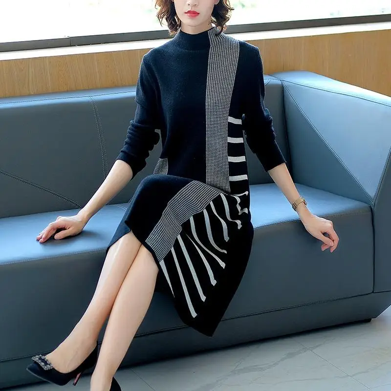 Women Fashion Sweater For Spring Autumn 2022 New Striped Knitting Knee-length Loose Bottom Sweater Oversize High Quality
Women Fashion Sweater For Spring Autumn 2022 New Striped Knitting Knee-length Loose Bottom Sweater Oversize High Quality