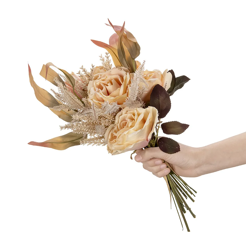 Simulation Rose with Plant Dry Bouquet Artificial Flower Home Table Decoration Roses Fake Flowers Wedding Bride Holding Bouquet
Simulation Rose with Plant Dry Bouquet Artificial Flower Home Table Decoration Roses Fake Flowers Wedding Bride Holding Bouquet