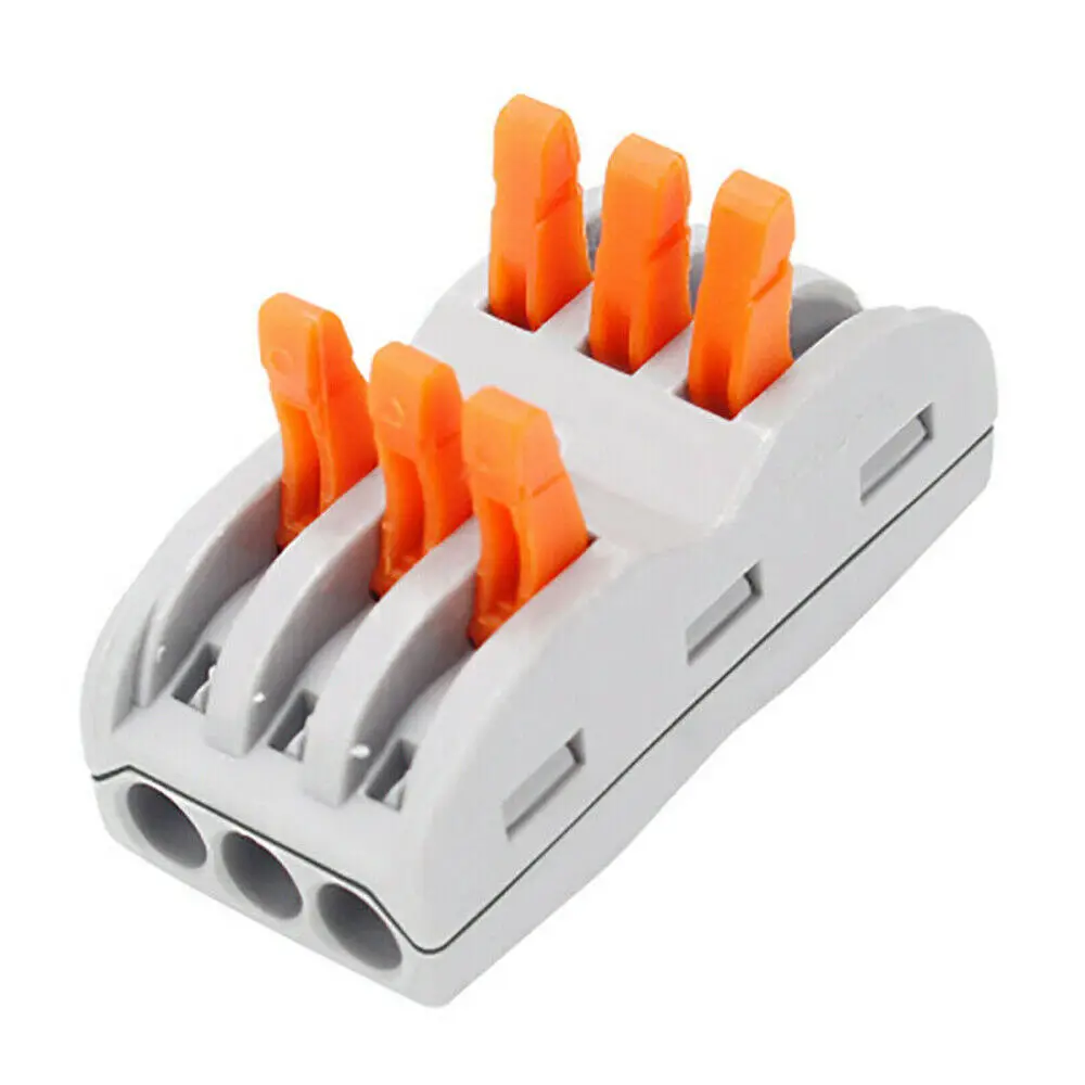 10X SPL-3 3 Way Spring Lever Terminal Block Electrical Cable Wire Connector AC/DC Interface Fire resistance BU1557X10
10X SPL-3 3 Way Spring Lever Terminal Block Electrical Cable Wire Connector AC/DC Interface Fire resistance BU1557X10