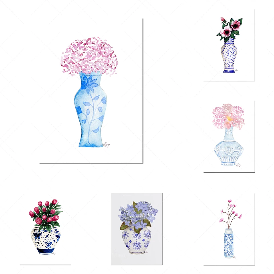 Hydrangea ginger jar, tulip ginger jar, rose ginger jar, blue and white vase Chinese home poster
Hydrangea ginger jar, tulip ginger jar, rose ginger jar, blue and white vase Chinese home poster