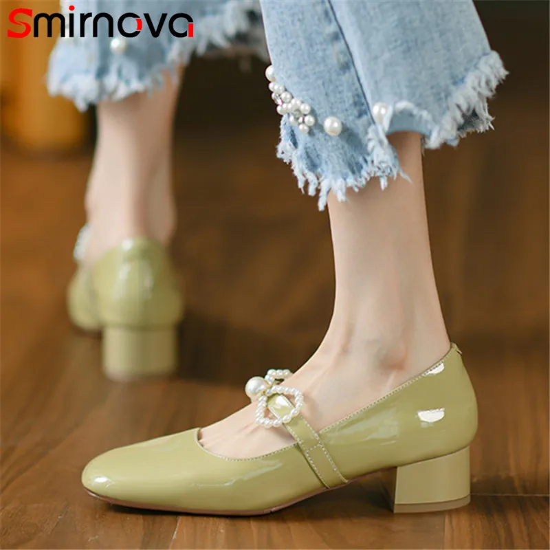 Smirnova 2022 Red Mary Janes Shoes Women Pearl Single Shoes High Heels Genuine Leather Footwear Sweet Casual Shoes Women Pumps
Smirnova 2022 Red Mary Janes Shoes Women Pearl Single Shoes High Heels Genuine Leather Footwear Sweet Casual Shoes Women Pumps