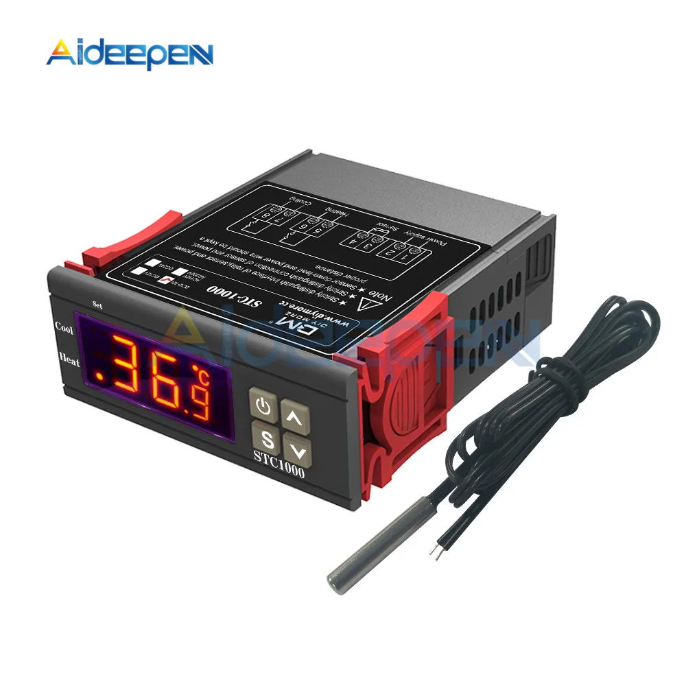 Digital Temperature Controller Thermostat Thermoregulator incubator Relay LED 10A Heating Cooling STC-1000 STC 1000 12V 24V 220V
Digital Temperature Controller Thermostat Thermoregulator incubator Relay LED 10A Heating Cooling STC-1000 STC 1000 12V 24V 220V
