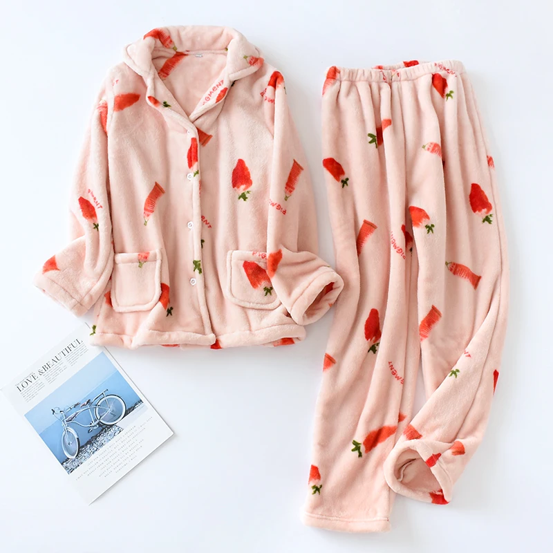 Women Winter Soft Coral Fleece Loose Leisure Thick Pajamas 2 Piece Set Long Sleeve Warm Pajama Home Clothes Loungewear Sleepwear
Women Winter Soft Coral Fleece Loose Leisure Thick Pajamas 2 Piece Set Long Sleeve Warm Pajama Home Clothes Loungewear Sleepwear