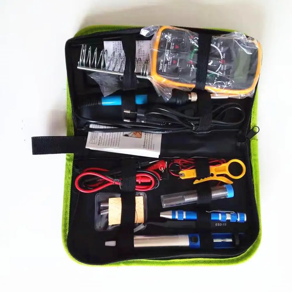 12 Piece temperature adjustable 220V / 110V electric soldering iron set + tip tweezers solder wire maintenance tool set
12 Piece temperature adjustable 220V / 110V electric soldering iron set + tip tweezers solder wire maintenance tool set