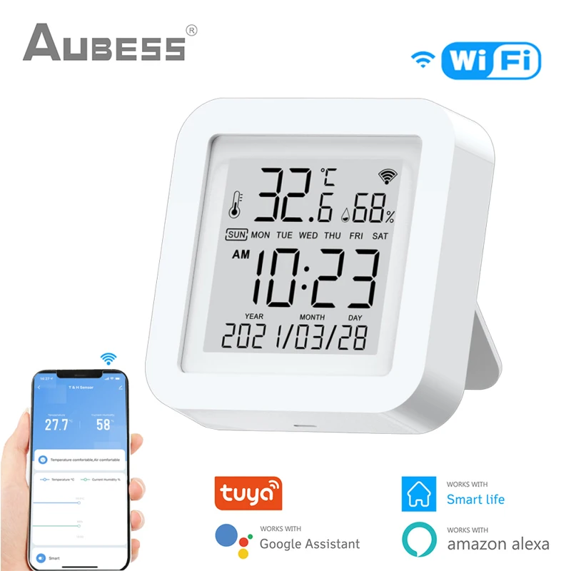 Tuya WIFI Temperature & Humidity Sensor Smart Home Remote Control Via Smart Life App With Display Support Alexa Google Assistant
Tuya WIFI Temperature & Humidity Sensor Smart Home Remote Control Via Smart Life App With Display Support Alexa Google Assistant