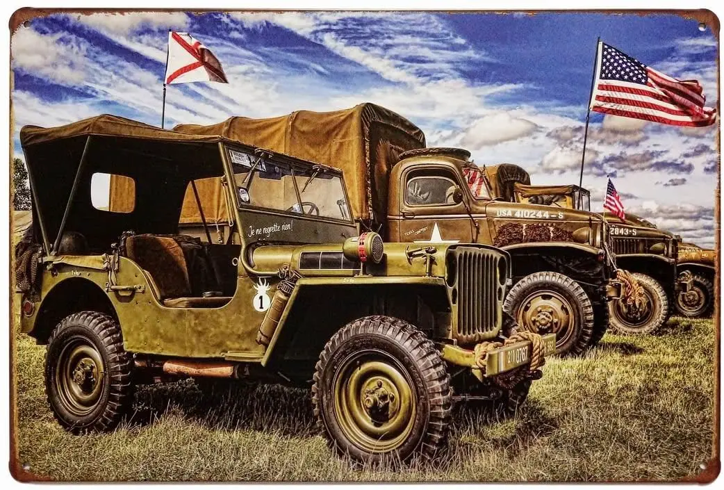ERLOOD Military Cars American Flag Retro Vintage Decor Metal Tin Sign 12 X 8
ERLOOD Military Cars American Flag Retro Vintage Decor Metal Tin Sign 12 X 8