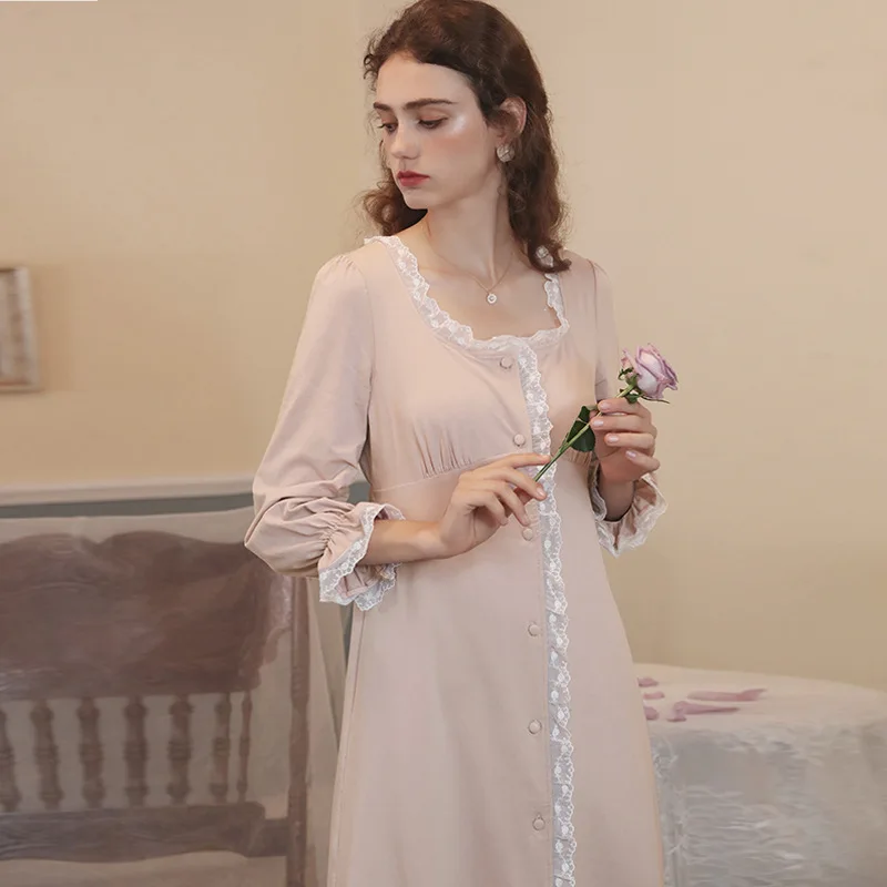 Nightgown Women Nighty for Ladies Viscose Sleepwear Cardigan Nightdress Victorian Romance Style
Nightgown Women Nighty for Ladies Viscose Sleepwear Cardigan Nightdress Victorian Romance Style