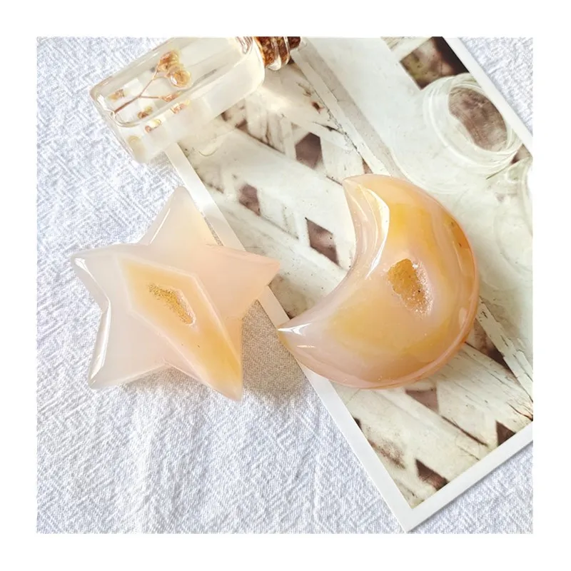 Hot Sale Carving Crafts High Quality Natural Agate Geode Moon Star For Christmas Decoration
Hot Sale Carving Crafts High Quality Natural Agate Geode Moon Star For Christmas Decoration
