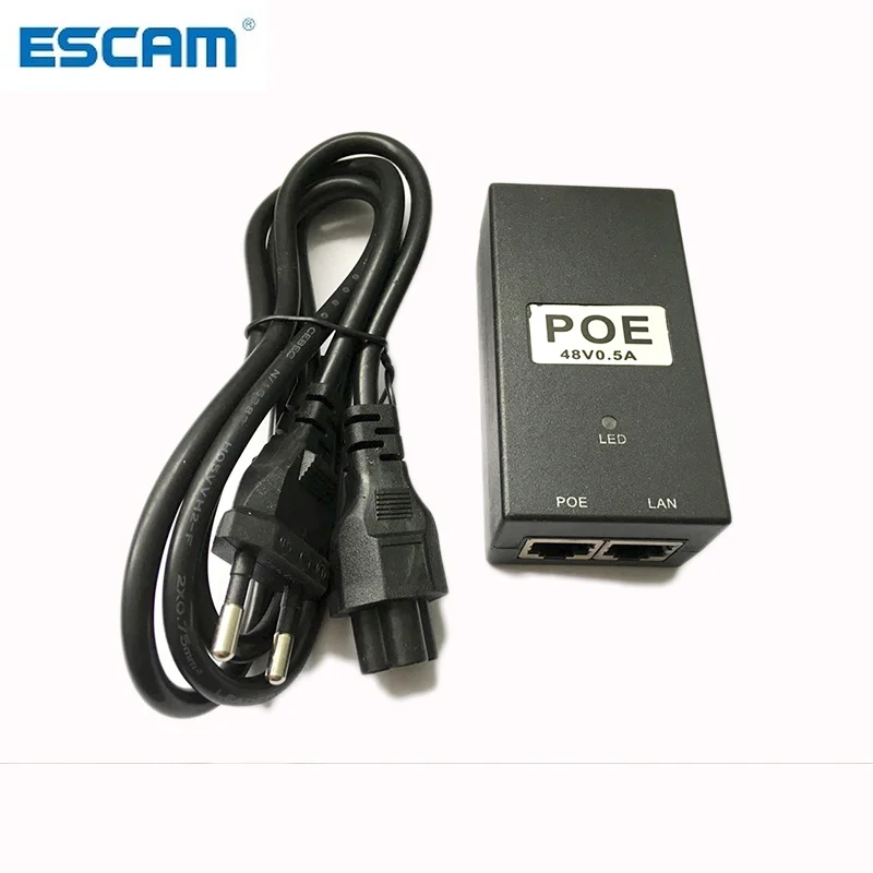 ESCAM CCTV Security 48V0.5A 15.4W POE adapter POE Injector Ethernet power for POE IP Camera Phone PoE Power Supply
ESCAM CCTV Security 48V0.5A 15.4W POE adapter POE Injector Ethernet power for POE IP Camera Phone PoE Power Supply