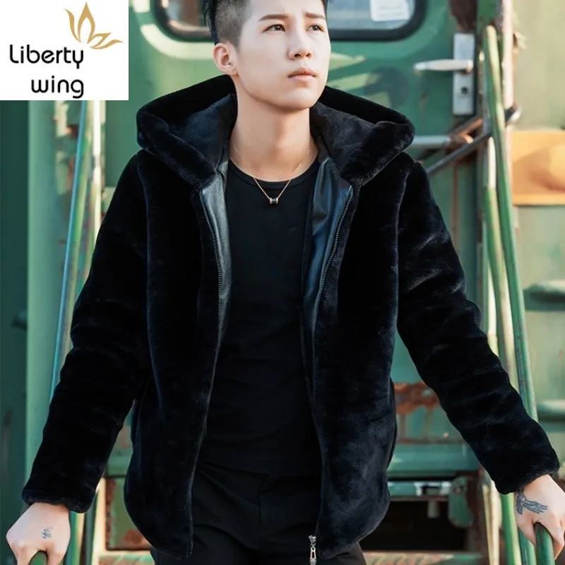 Autumn Faux Men Long Sleeve Plush Fur Coat Mink Hoodies Bomber Hat Winter Jacket Mens Leather Erkek Mont
Autumn Faux Men Long Sleeve Plush Fur Coat Mink Hoodies Bomber Hat Winter Jacket Mens Leather Erkek Mont
