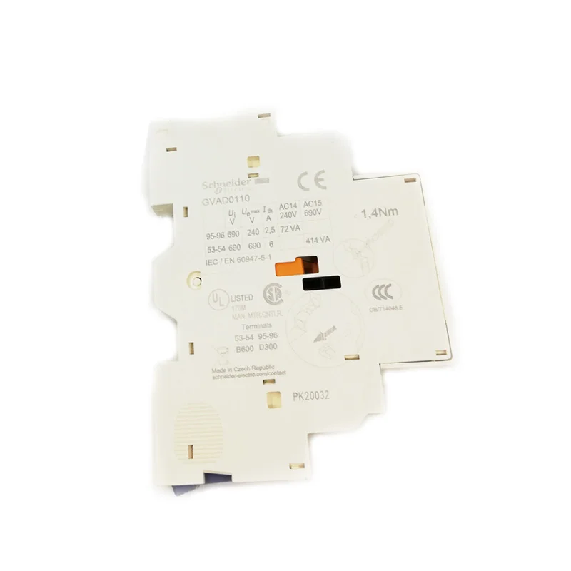 Original Export Instantaneous Auxiliary Contacts and Fault Signal Contacts, Side Mounted, with 1NO + (Fault) +1NC GVAD0110
Original Export Instantaneous Auxiliary Contacts and Fault Signal Contacts, Side Mounted, with 1NO + (Fault) +1NC GVAD0110