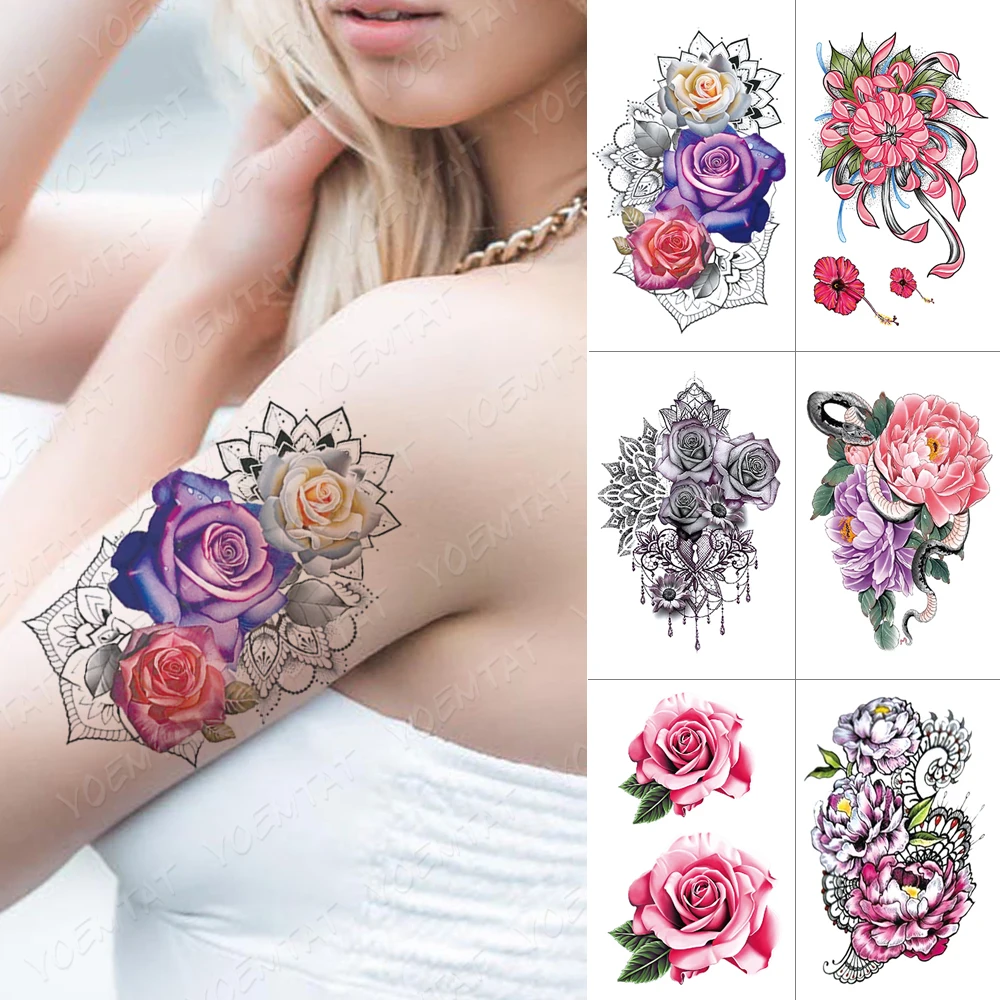Waterproof Temporary Tattoo Sticker Snake Rose Lotus Flash Tattoos Lace flowers Body Art Arm Water Transfer Fake Tatoo Women Men
Waterproof Temporary Tattoo Sticker Snake Rose Lotus Flash Tattoos Lace flowers Body Art Arm Water Transfer Fake Tatoo Women Men