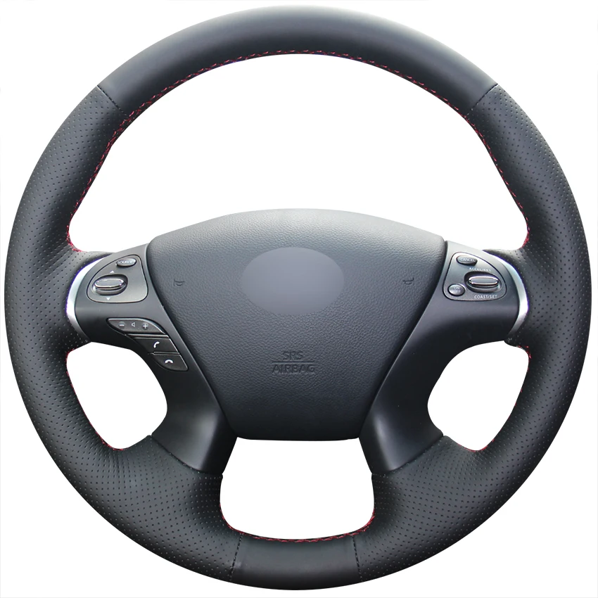 Hand-stitched Black Leather Car Steering Wheel Cover for Infiniti JX35 M M25 M35 M37 M56 Q70 QX60 Nissan Murano
Hand-stitched Black Leather Car Steering Wheel Cover for Infiniti JX35 M M25 M35 M37 M56 Q70 QX60 Nissan Murano