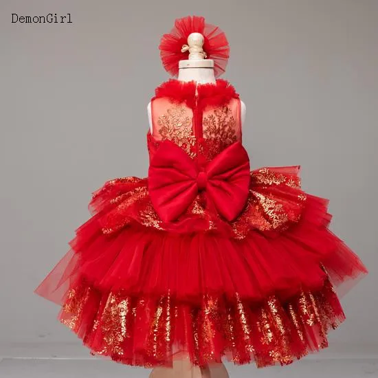 Red Knee Length Baby Girl Dress Tutu Prom Gown Children Birthday Pageant Dress Big Bow Formal Vestidos with Headbow
Red Knee Length Baby Girl Dress Tutu Prom Gown Children Birthday Pageant Dress Big Bow Formal Vestidos with Headbow