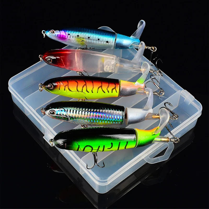 5PCS Whopper Plopper Bait 15g/36g Topwater Fishing Lure Set Floating Pencil Popper Hard Bait Wobbler Rotating Tail with Box
5PCS Whopper Plopper Bait 15g/36g Topwater Fishing Lure Set Floating Pencil Popper Hard Bait Wobbler Rotating Tail with Box