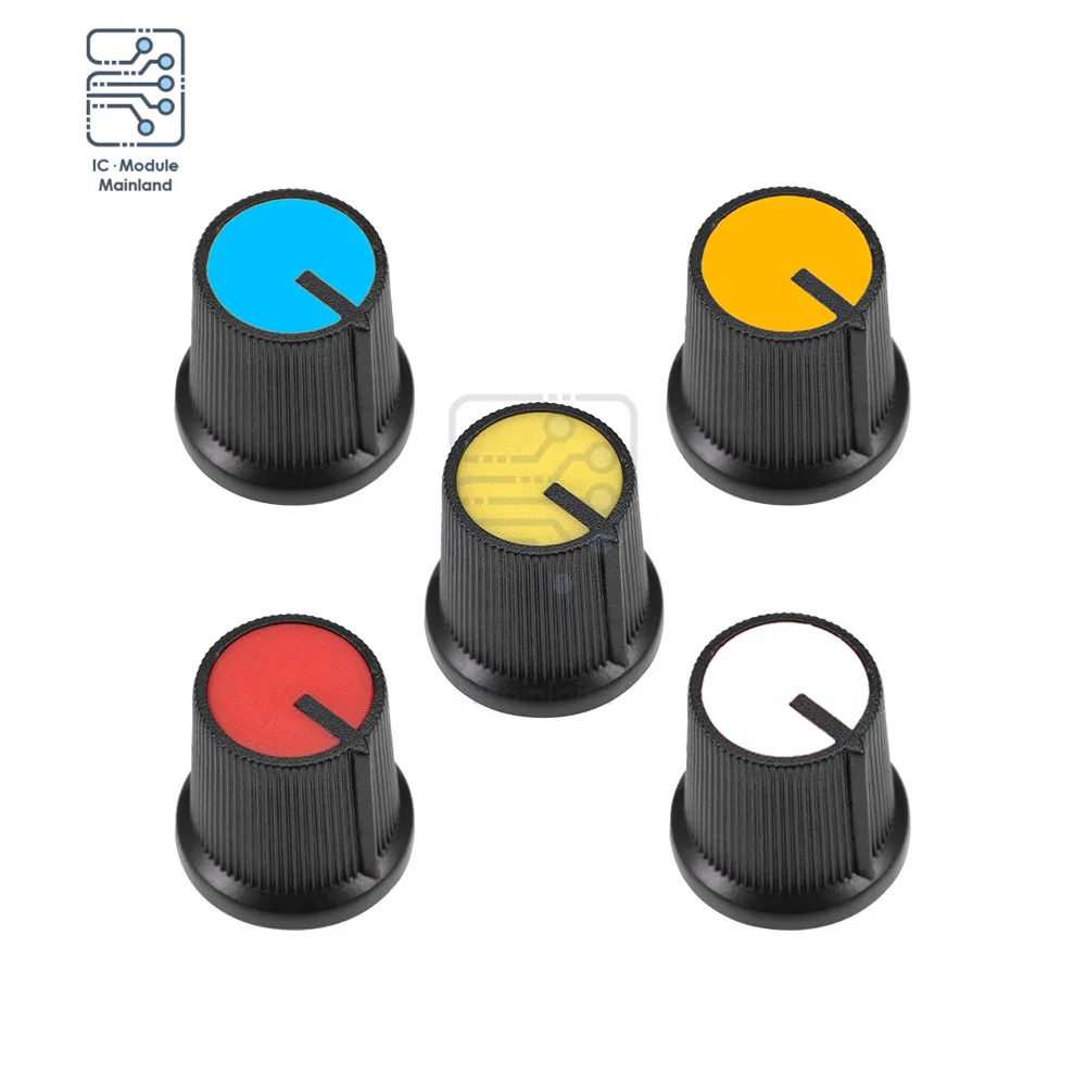 5PCS/Lot 15x15mm Plastic Potentiometer Volume Control Rotary Knob Knurled Shaft for 6mm Diameter Shaft Guitar Volume Knob
5PCS/Lot 15x15mm Plastic Potentiometer Volume Control Rotary Knob Knurled Shaft for 6mm Diameter Shaft Guitar Volume Knob