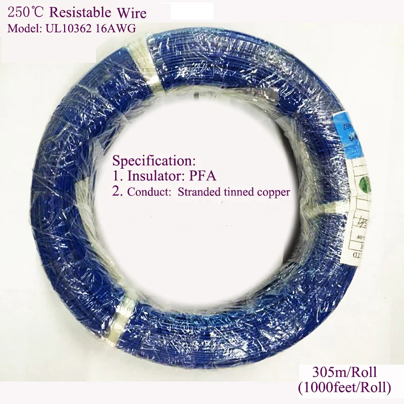 UL10362 16AWG PFA Electric Wire 250 Celsius Heatproof 600V Tinned Copper Cable Wiring of Appliances 
UL10362 16AWG PFA Electric Wire 250 Celsius Heatproof 600V Tinned Copper Cable Wiring of Appliances