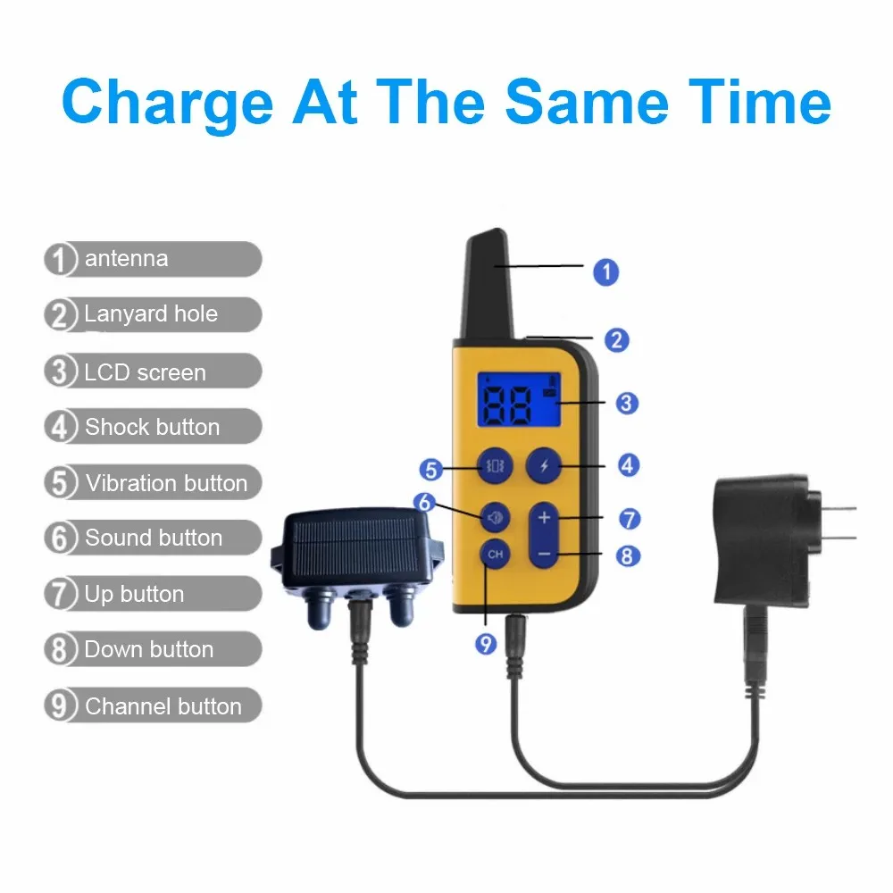 Pet Dog Training Collar Electric Shock sound Anti-Bark Remote Rainproof Rechargeable LCD for Small Big Dogs Training Accessories
Pet Dog Training Collar Electric Shock sound Anti-Bark Remote Rainproof Rechargeable LCD for Small Big Dogs Training Accessories