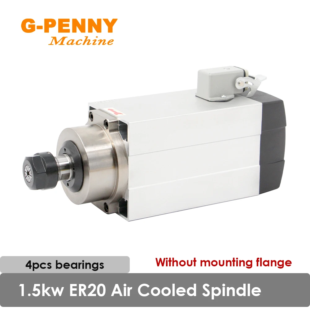 G-PENNY 1.5KW ER20 Air Cooled Spindle Motor Square type Without/with mounting flange 0.01mm Accuracy for wood working
G-PENNY 1.5KW ER20 Air Cooled Spindle Motor Square type Without/with mounting flange 0.01mm Accuracy for wood working