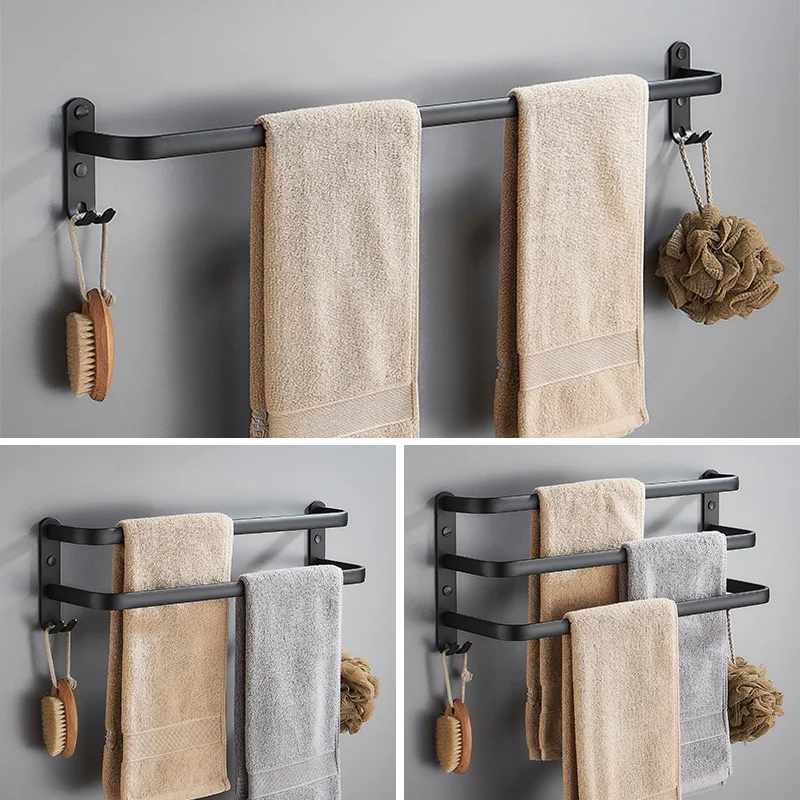 Wall Mounted 30-50CM Length Black Towel Rack Holder Storage Double Three Bar Kitchen With Robe Hook Hanger Bathroom Accessories
Wall Mounted 30-50CM Length Black Towel Rack Holder Storage Double Three Bar Kitchen With Robe Hook Hanger Bathroom Accessories