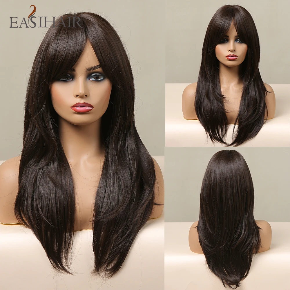 EASIHAIR Long Dark Brown Synthetic Wigs for Women Natural Layered Wigs with Bangs Natural Hair Wigs Heat Resistant Cosplay Wig
EASIHAIR Long Dark Brown Synthetic Wigs for Women Natural Layered Wigs with Bangs Natural Hair Wigs Heat Resistant Cosplay Wig