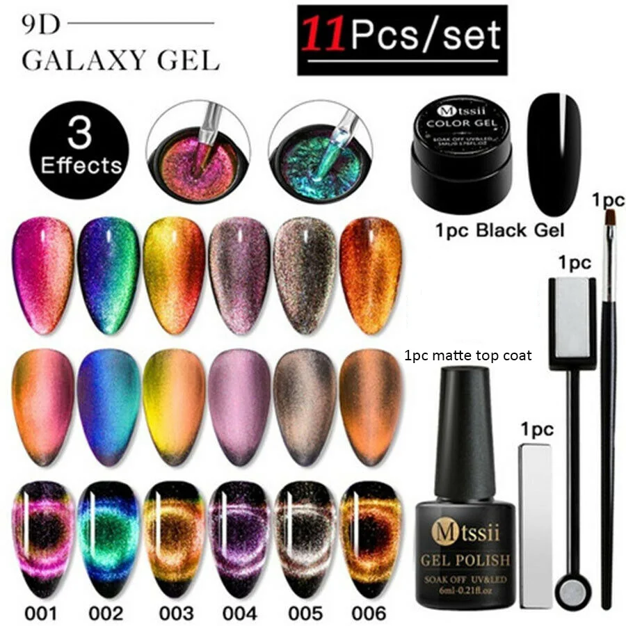 Mtssii 11/8PCS 9D Galaxy Cat Eye Led Gel Nail Polish Set Chameleon Magnetic UV Nail Varnish Nail Brush Needed Black Base Gel
Mtssii 11/8PCS 9D Galaxy Cat Eye Led Gel Nail Polish Set Chameleon Magnetic UV Nail Varnish Nail Brush Needed Black Base Gel