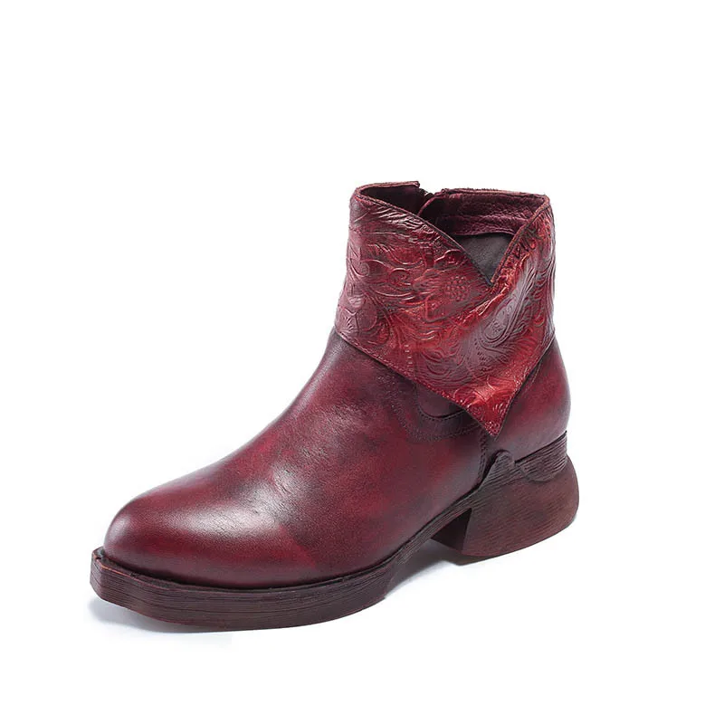 Vintage Women Winter New Nature Leather Ankle Boots Med Hoof Heels Embossed Boots Round Toe Zipper Casual Ladies Footwear
Vintage Women Winter New Nature Leather Ankle Boots Med Hoof Heels Embossed Boots Round Toe Zipper Casual Ladies Footwear