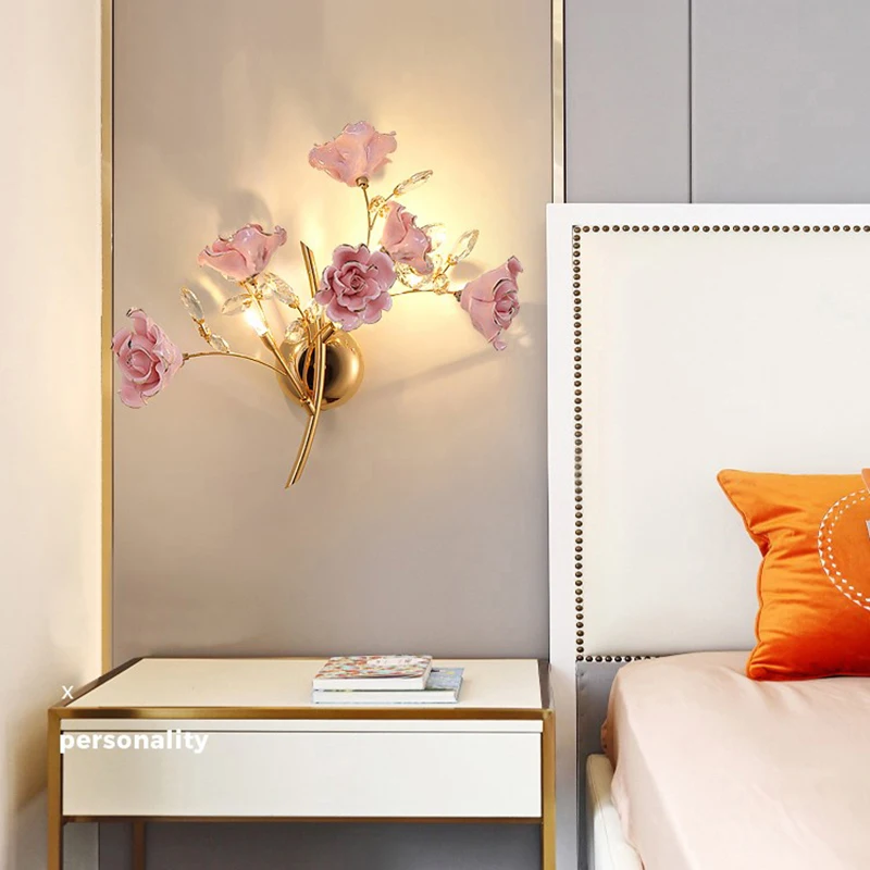 Modern Simple Bedroom Bedside Wall Lamp Ceramic Sconce Creative Crystal Flower Wall Light Living Room Stair Aisle Bathroom LED
Modern Simple Bedroom Bedside Wall Lamp Ceramic Sconce Creative Crystal Flower Wall Light Living Room Stair Aisle Bathroom LED