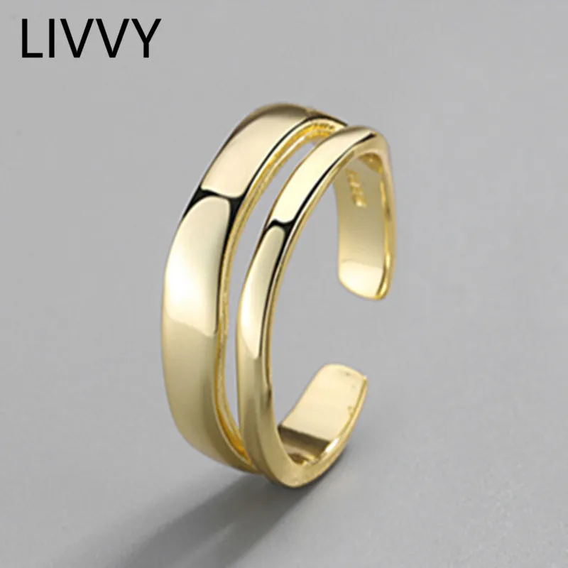 LIVVY Minimalist Geometric Double Adjustable Ring Genuine Silver Color Trendy Fashion Jewelry For Charm Women
LIVVY Minimalist Geometric Double Adjustable Ring Genuine Silver Color Trendy Fashion Jewelry For Charm Women