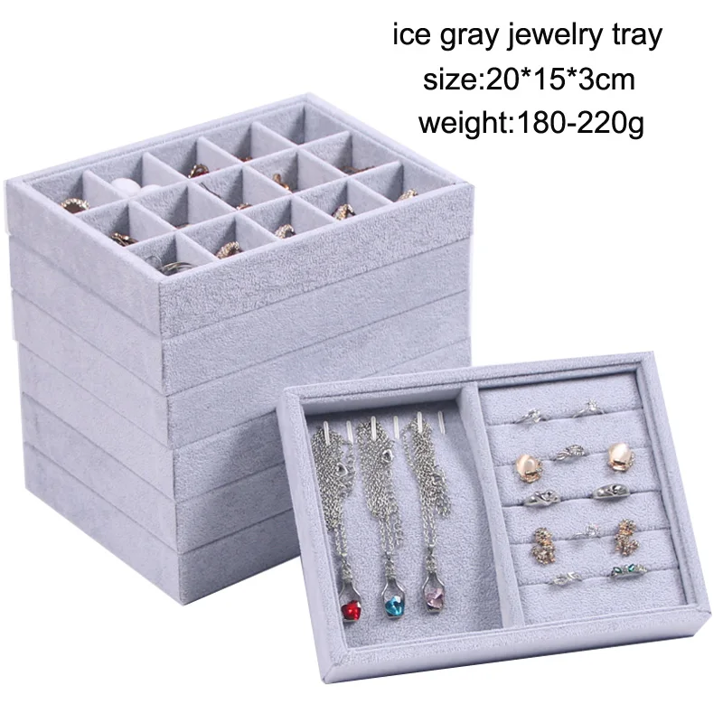 2021 Ice Gray Jewelry Box Drawer Storage Organizer Gray Soft Velvet Jewellery Earring Necklace Pendant Bracelet Tray 9 Options
2021 Ice Gray Jewelry Box Drawer Storage Organizer Gray Soft Velvet Jewellery Earring Necklace Pendant Bracelet Tray 9 Options