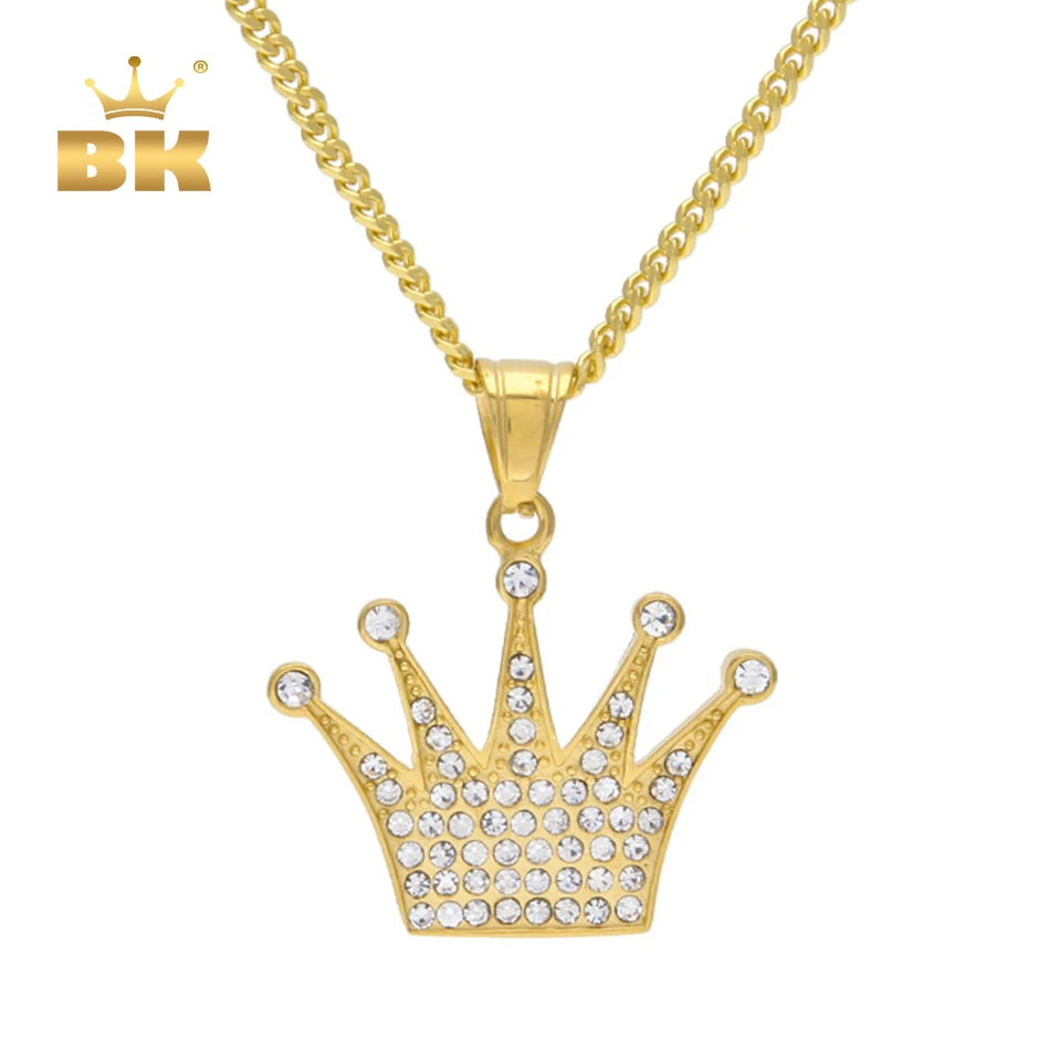 THE BLING KING Stainless Steel Crown Pendant Men Women Titanium Iced Out Bling Rhinestone Crystal HipHop Necklace Punk Jewelry
THE BLING KING Stainless Steel Crown Pendant Men Women Titanium Iced Out Bling Rhinestone Crystal HipHop Necklace Punk Jewelry